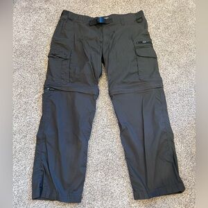 BC Clothing charcoal zip off cargo pants. Nylon belt. Outdoor. Workwear. Hiking